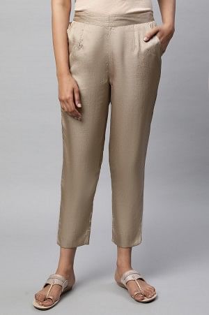 Gold Straight Fit Plus Size Trouser Pants