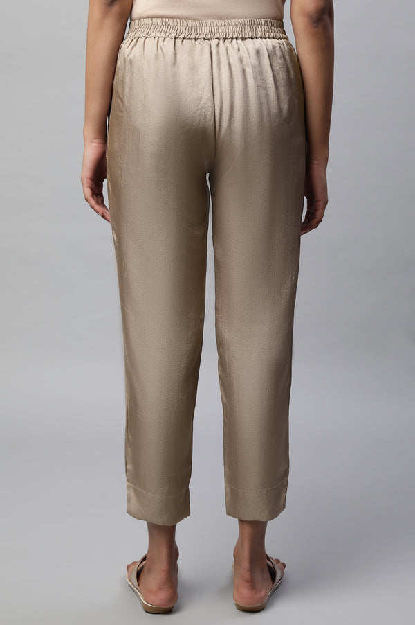 Gold Straight Fit Plus Size Trouser Pants