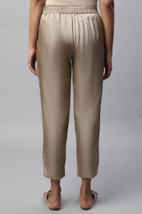 Gold Solid Straight Satin Trouser