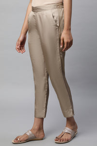 Gold Solid Straight Satin Trouser