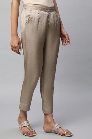 Gold Straight Fit Plus Size Trouser Pants