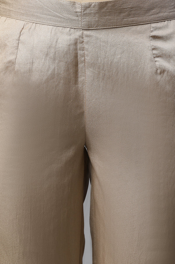 Gold Solid Straight Satin Trouser