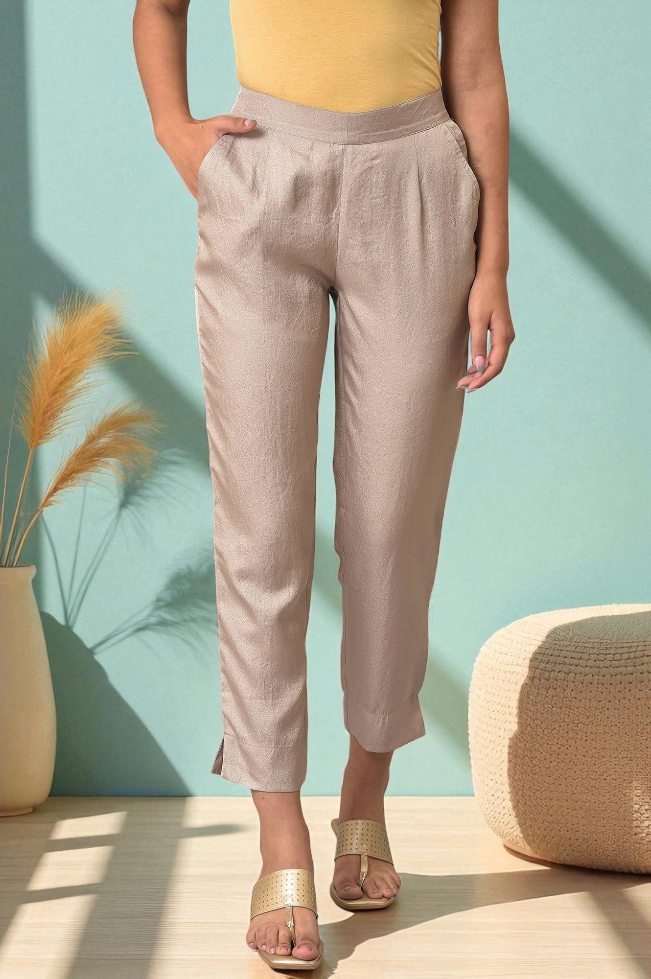 Gold Straight Fit Trouser Pants