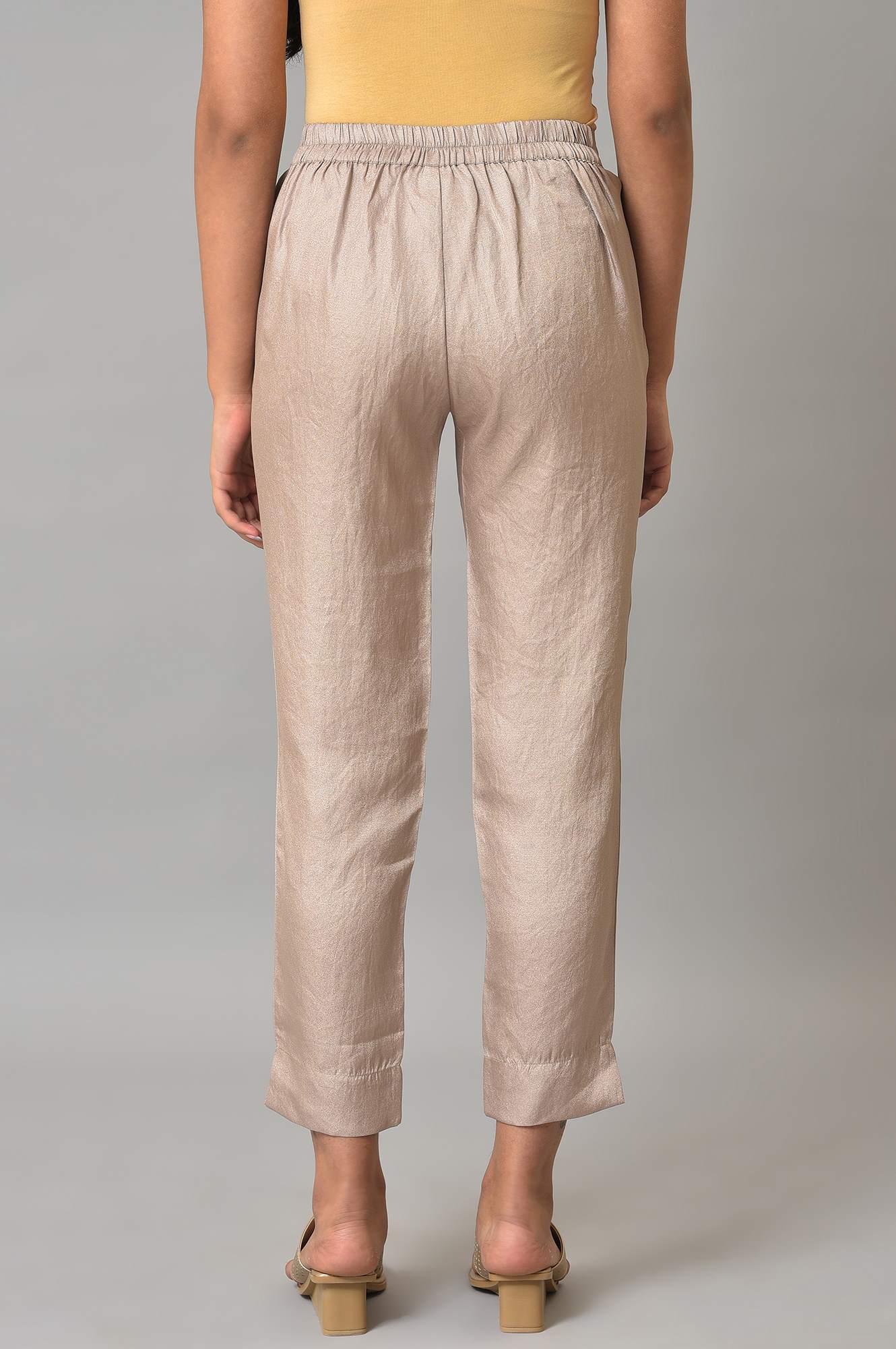 Gold Straight Fit Plus Size Trouser Pants