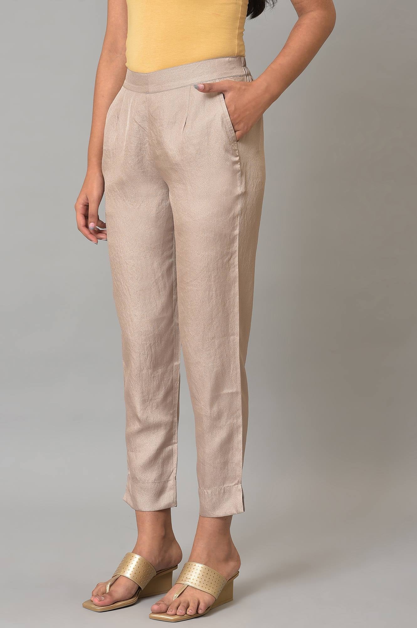 Gold Straight Fit Plus Size Trouser Pants