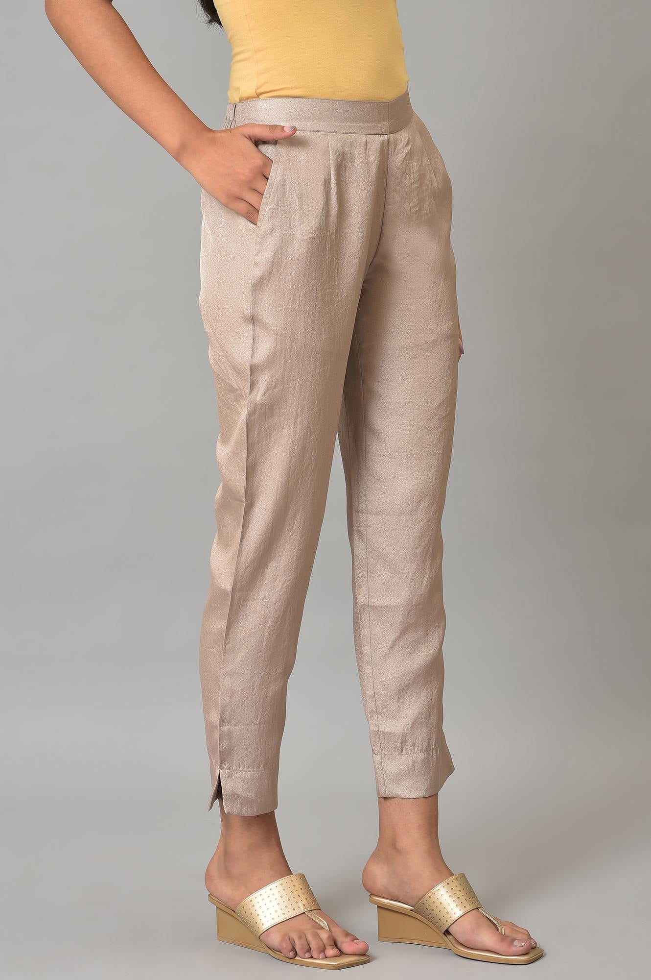 Gold Straight Fit Plus Size Trouser Pants