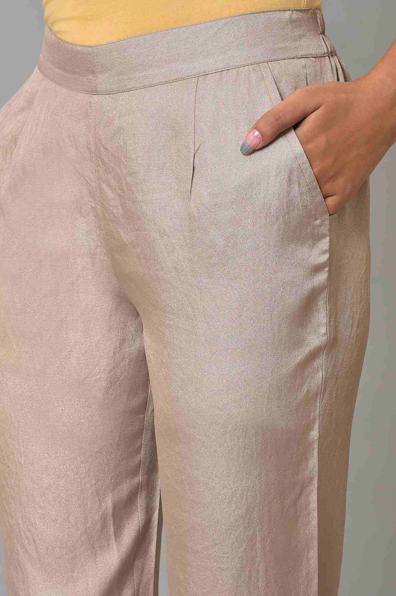 Gold Straight Fit Plus Size Trouser Pants