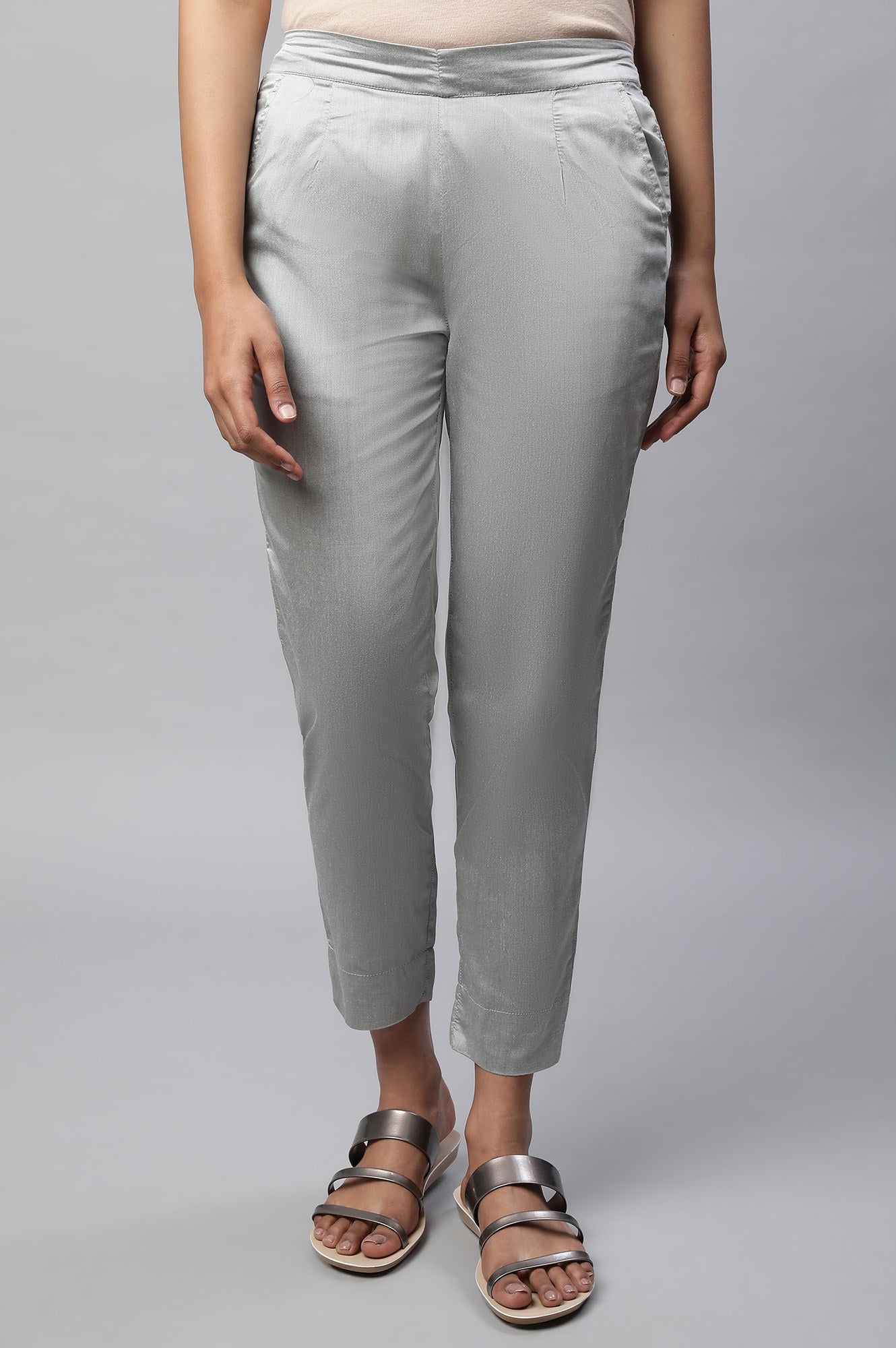 Grey Straight Fit Plus Size Trouser Pants