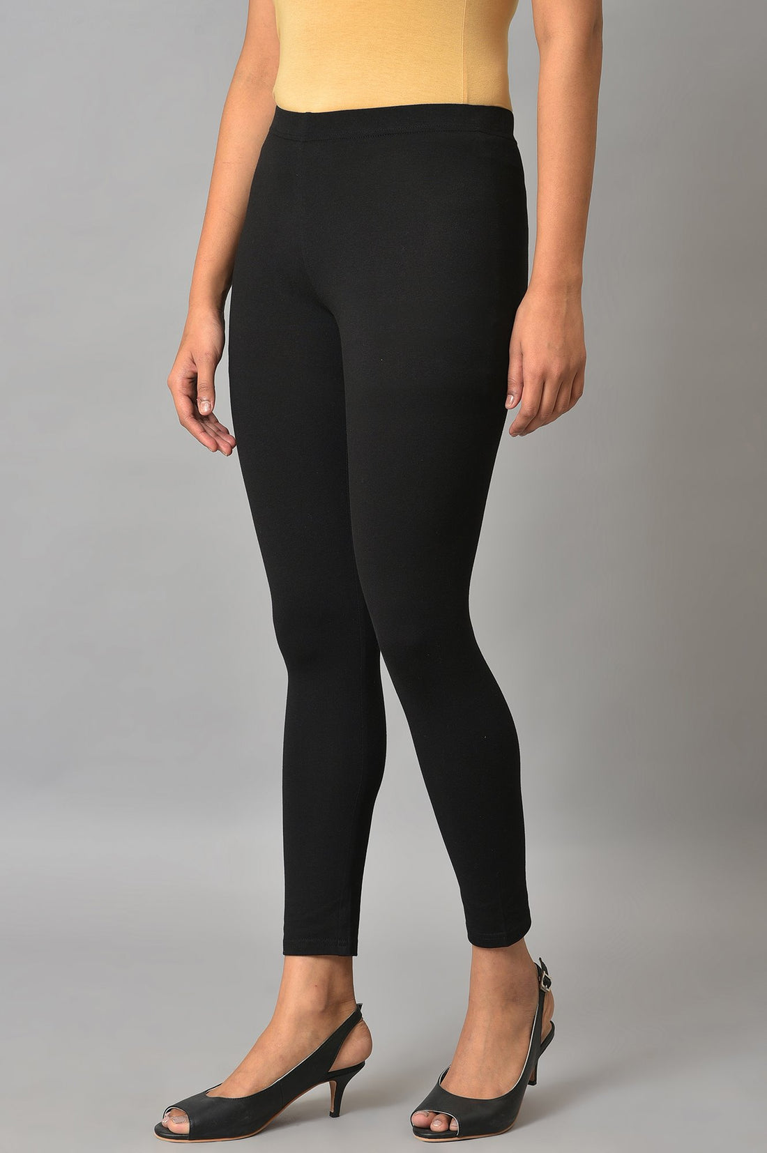 Black Cotton Lycra Tights