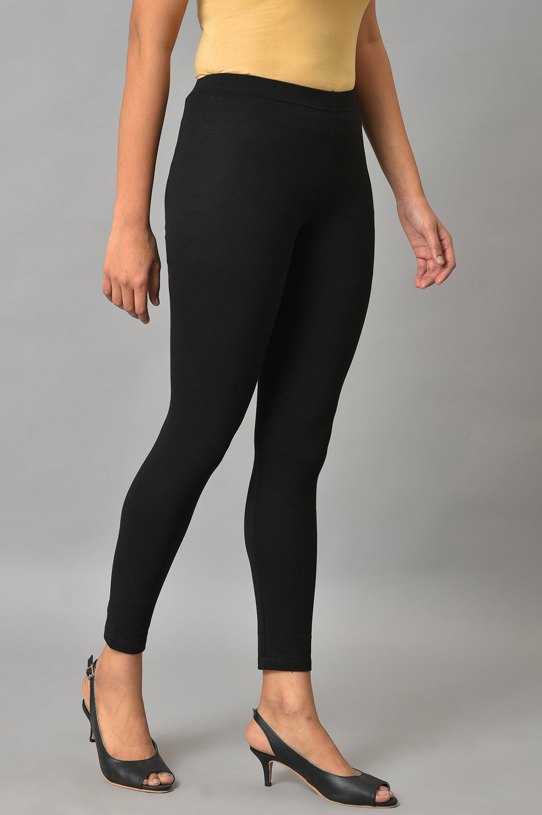 Black Cotton Lycra Tights