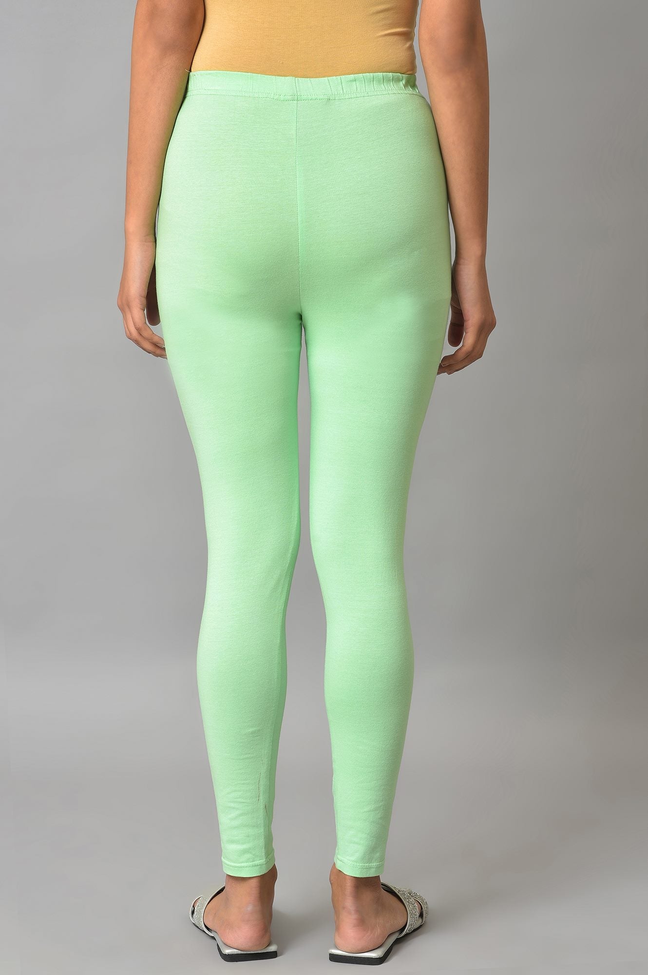 Green Cotton Lycra Plus Size Tights