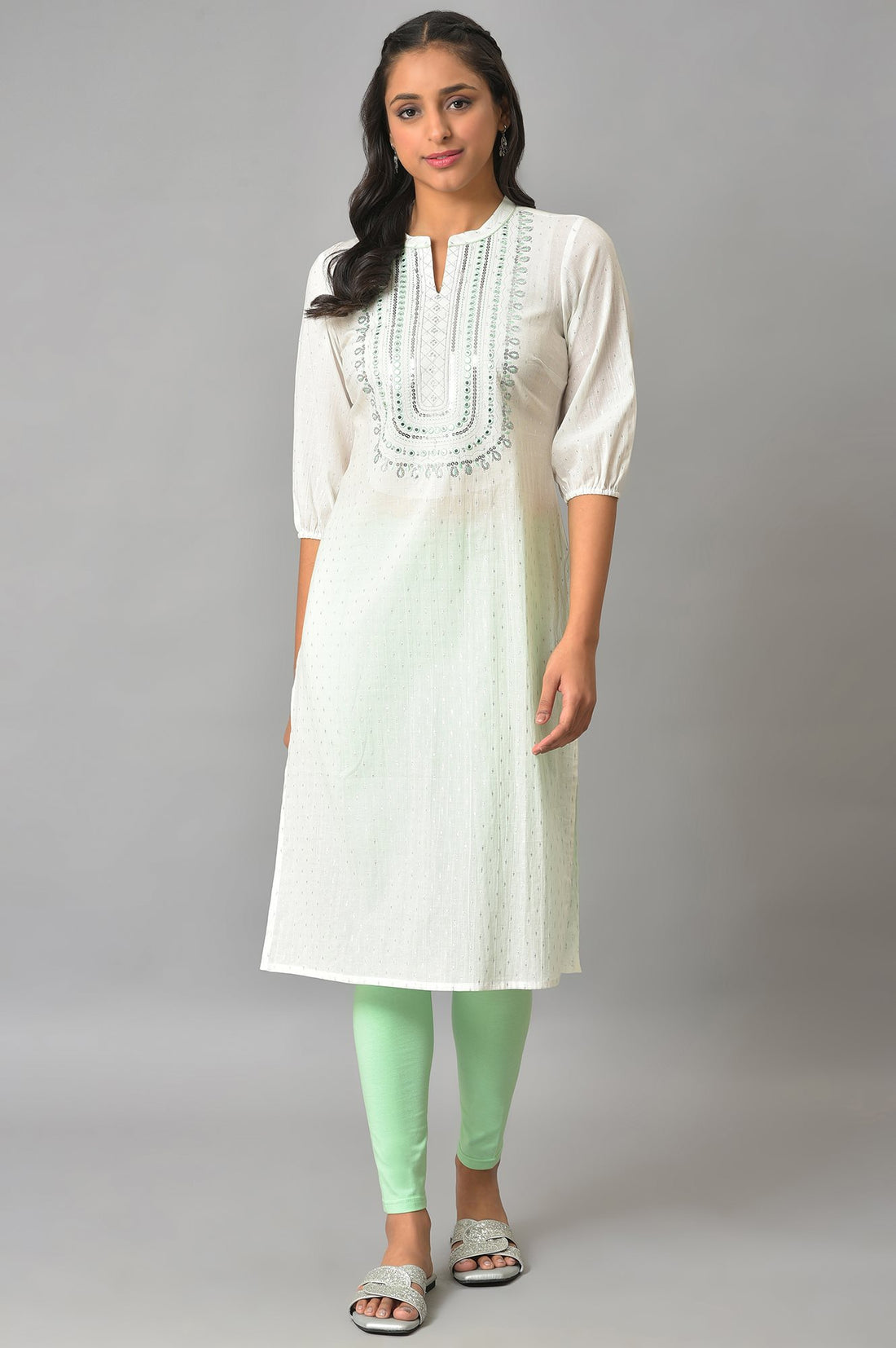 Green Cotton Lycra Plus Size Tights