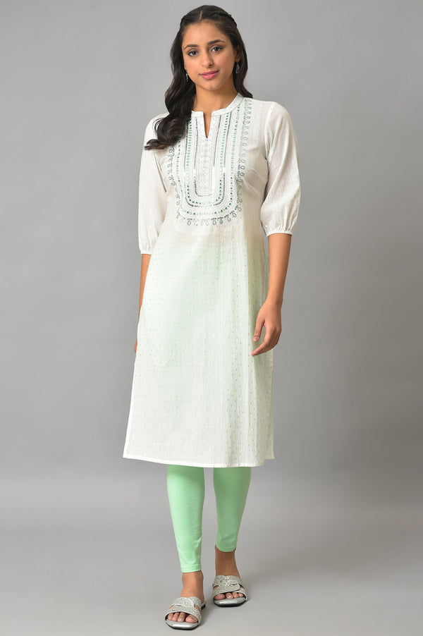 Green Cotton Lycra Plus Size Tights