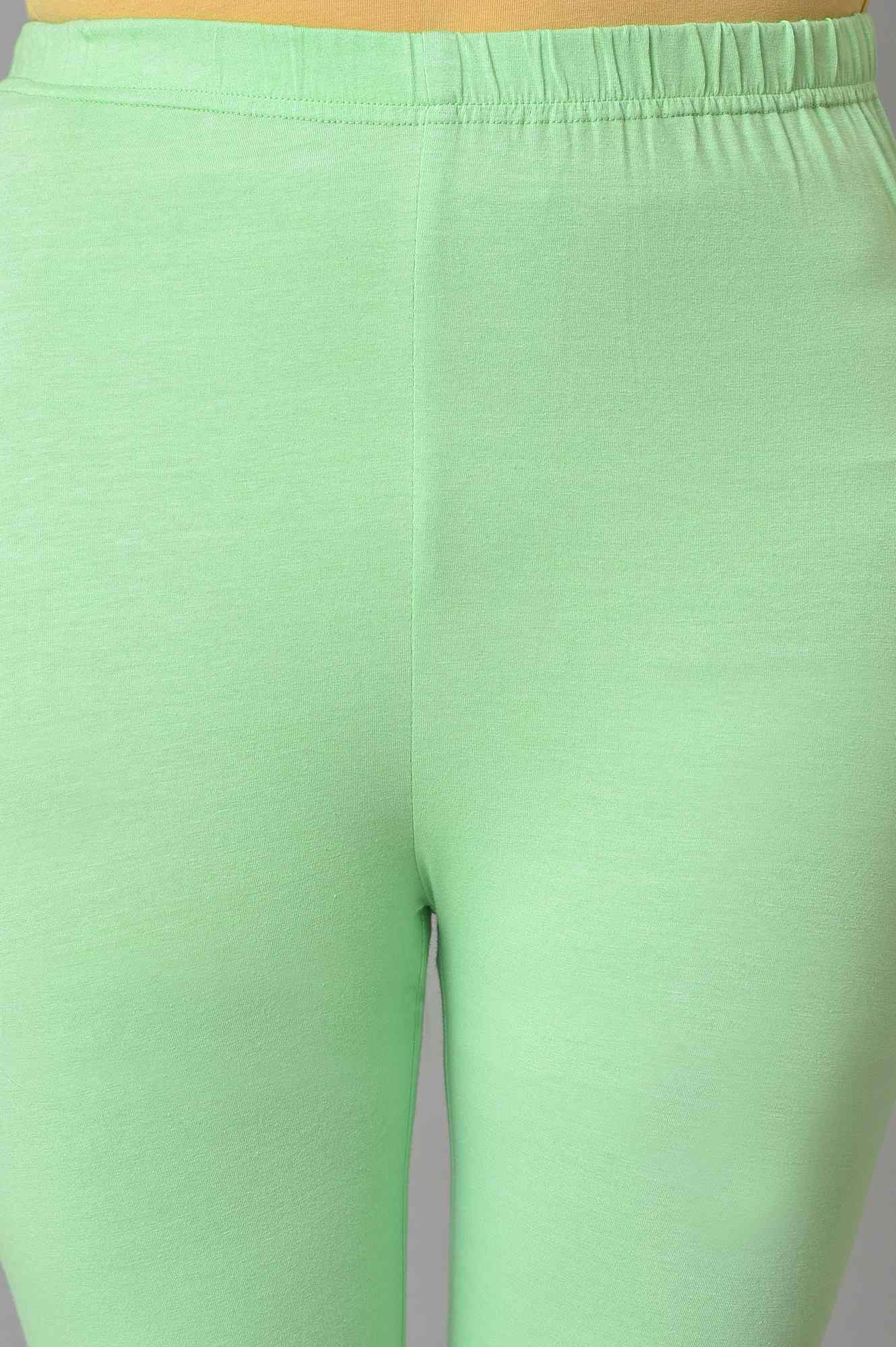 Green Cotton Lycra Plus Size Tights