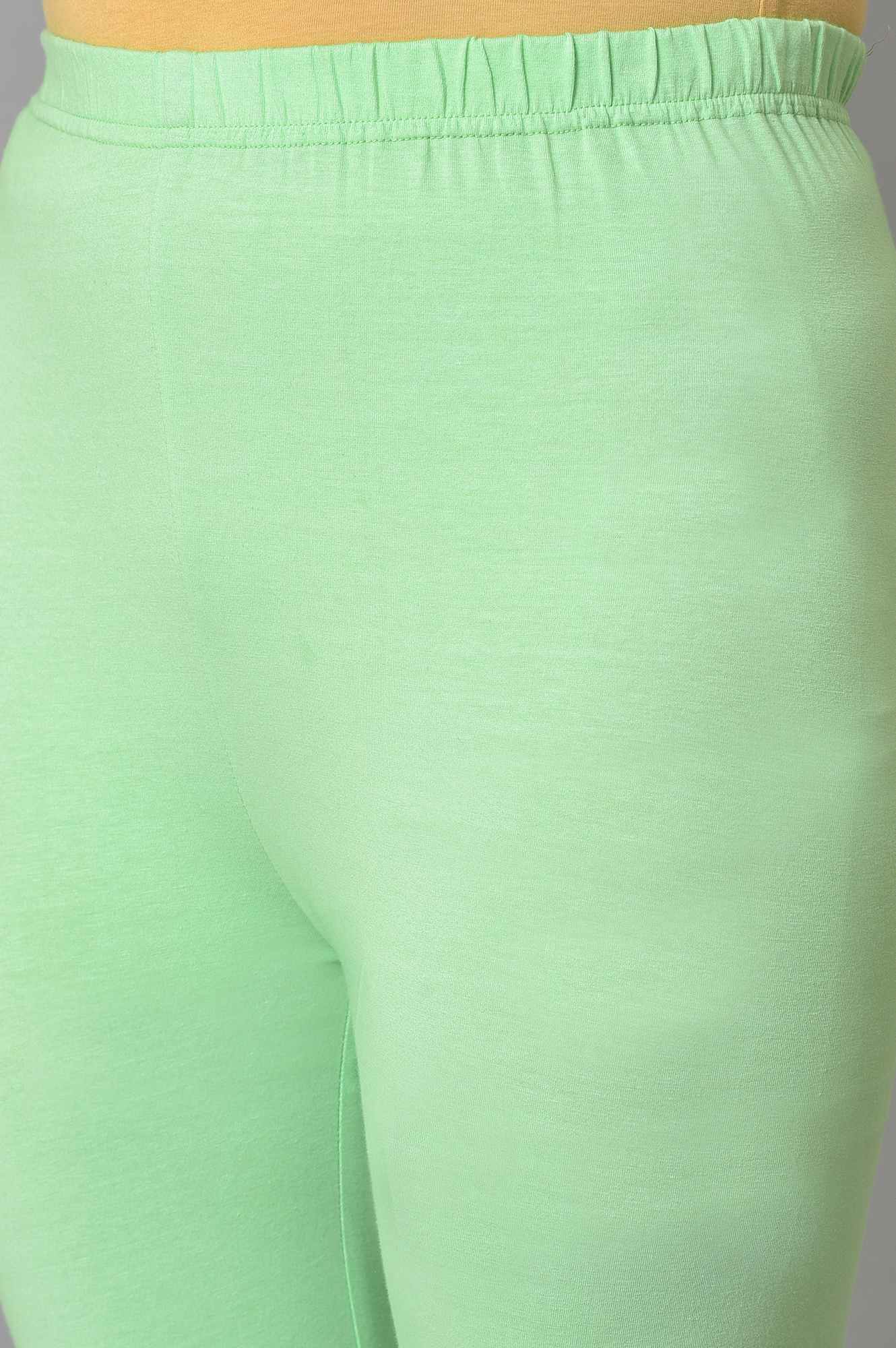 Green Cotton Lycra Plus Size Tights