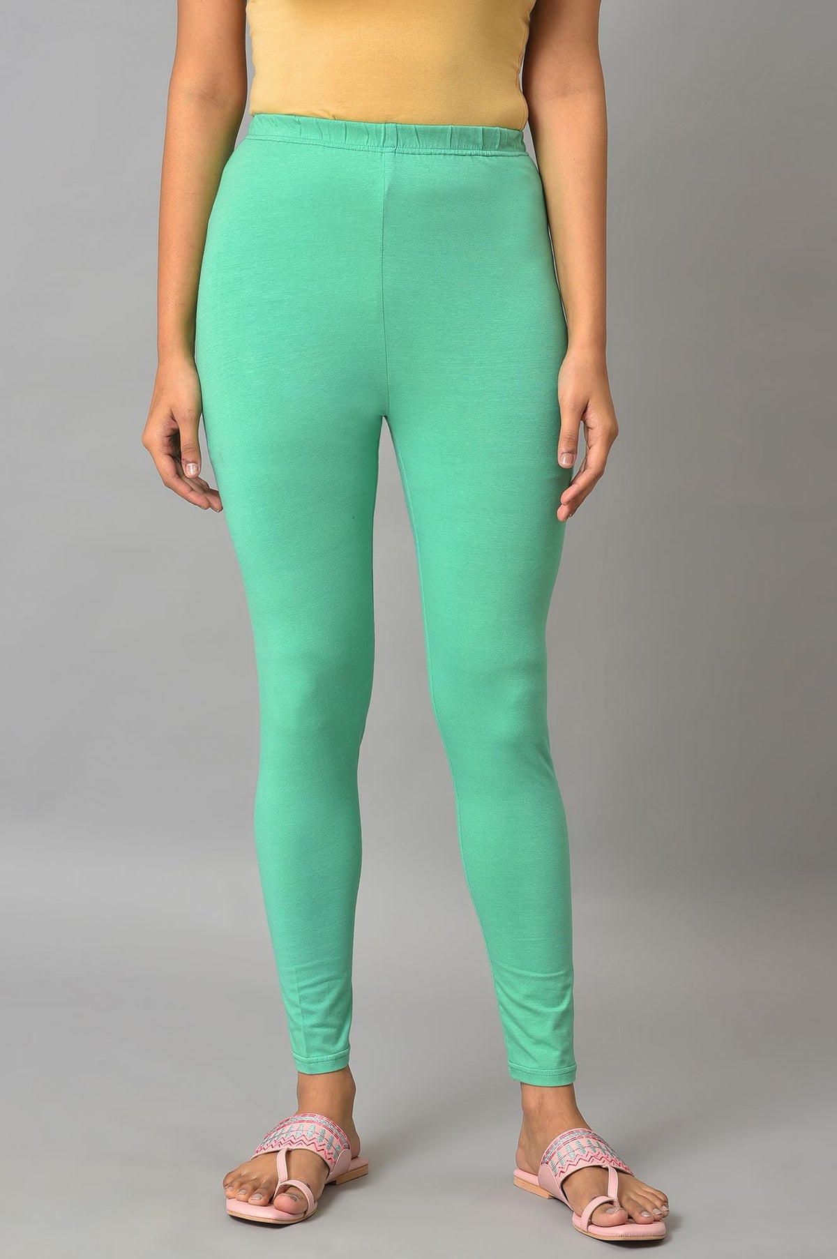 Marine Green Cotton Lycra Plus Size Tights - 3XL