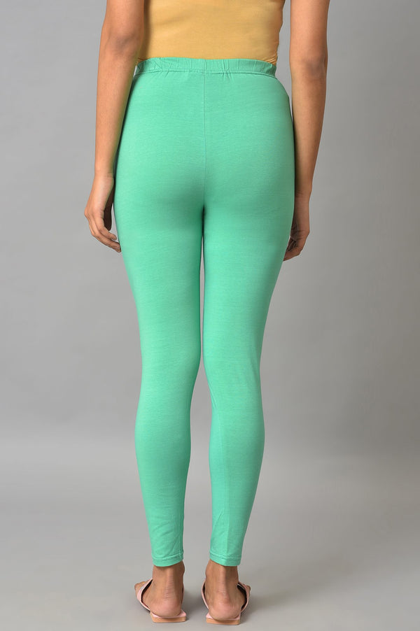 Marine Green Cotton Lycra Plus Size Tights