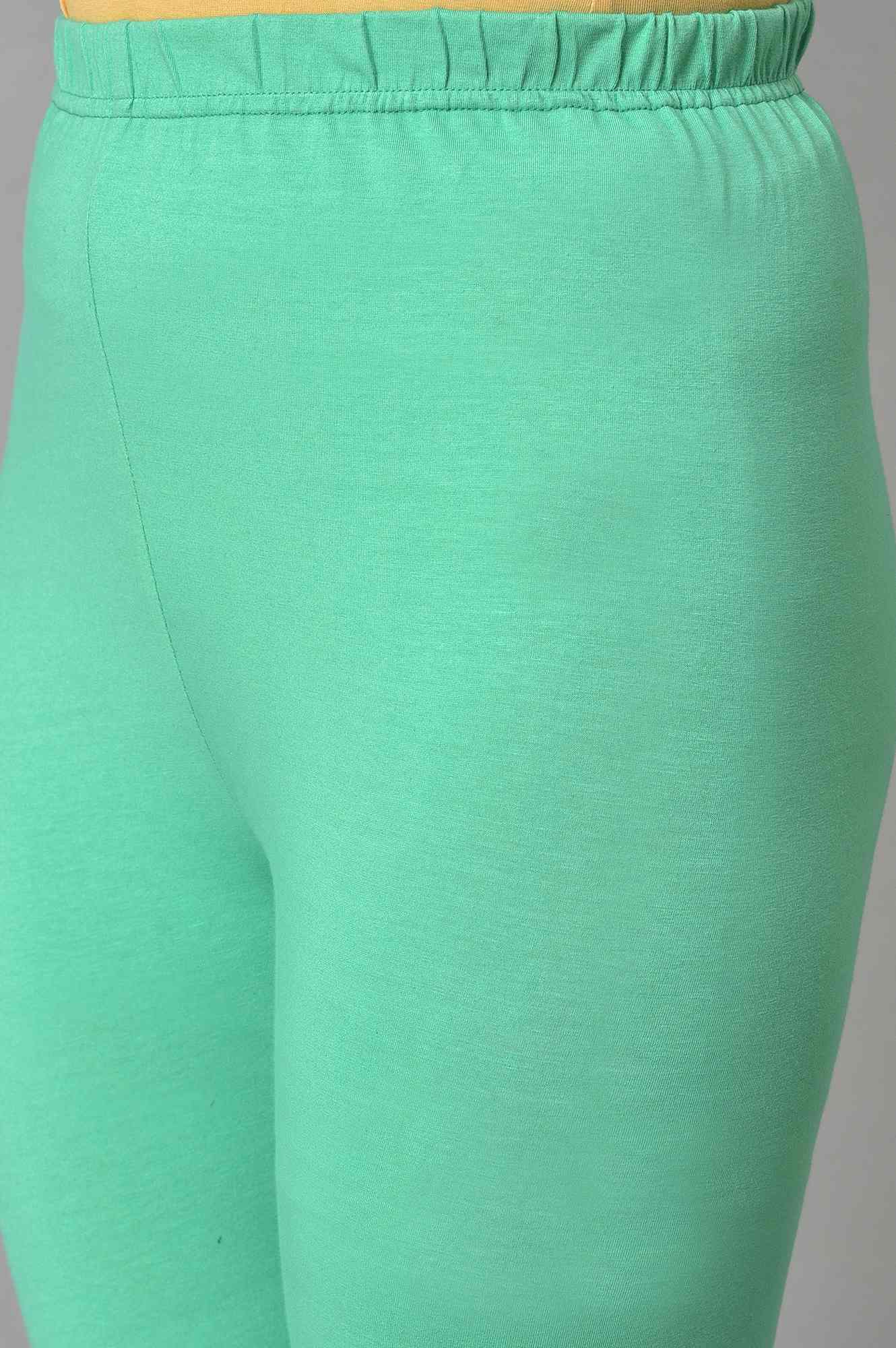 Marine Green Cotton Lycra Plus Size Tights