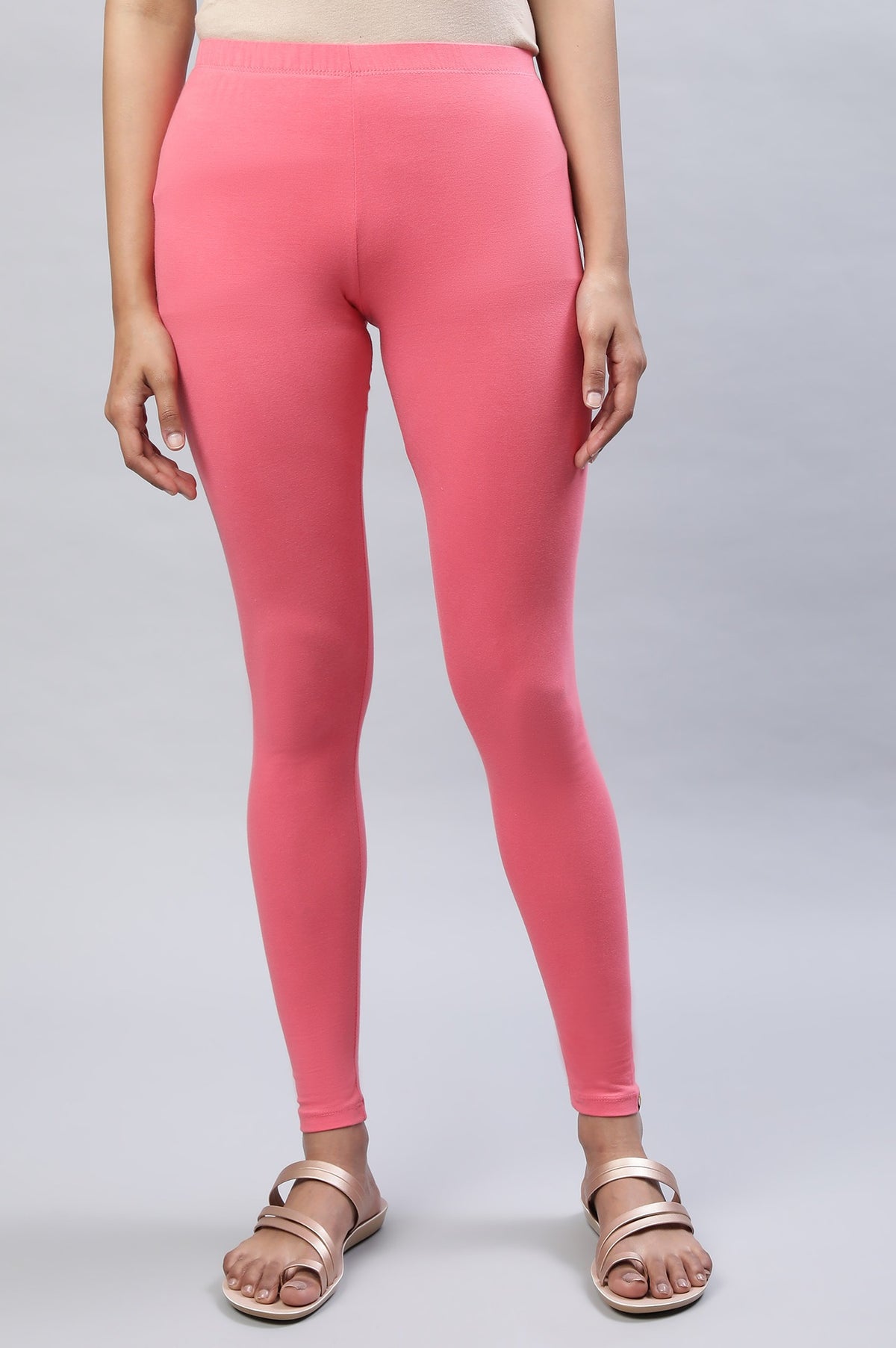 Pink Cotton Lycra Tights - XS