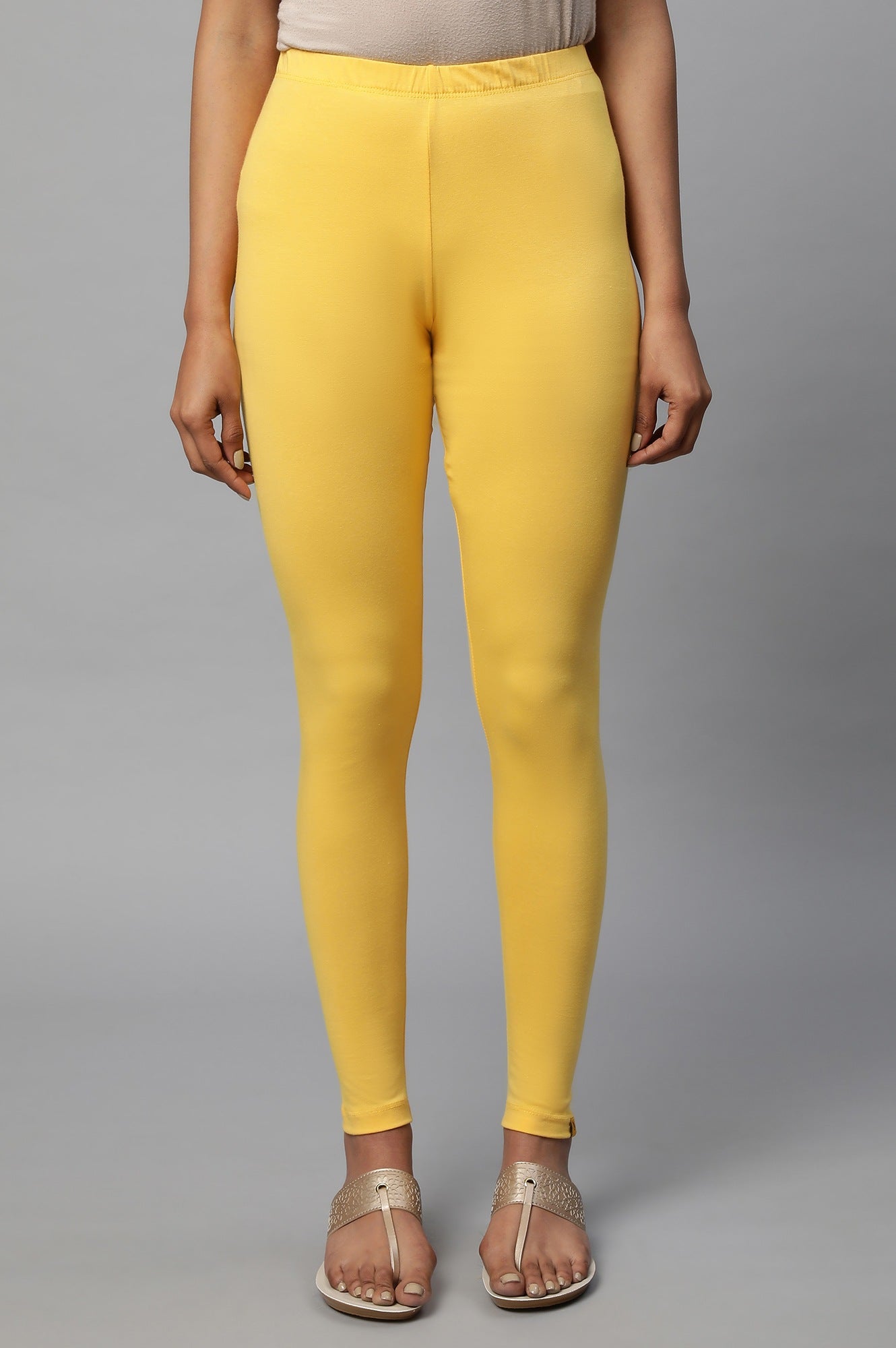 Yellow Cotton Lycra Tights