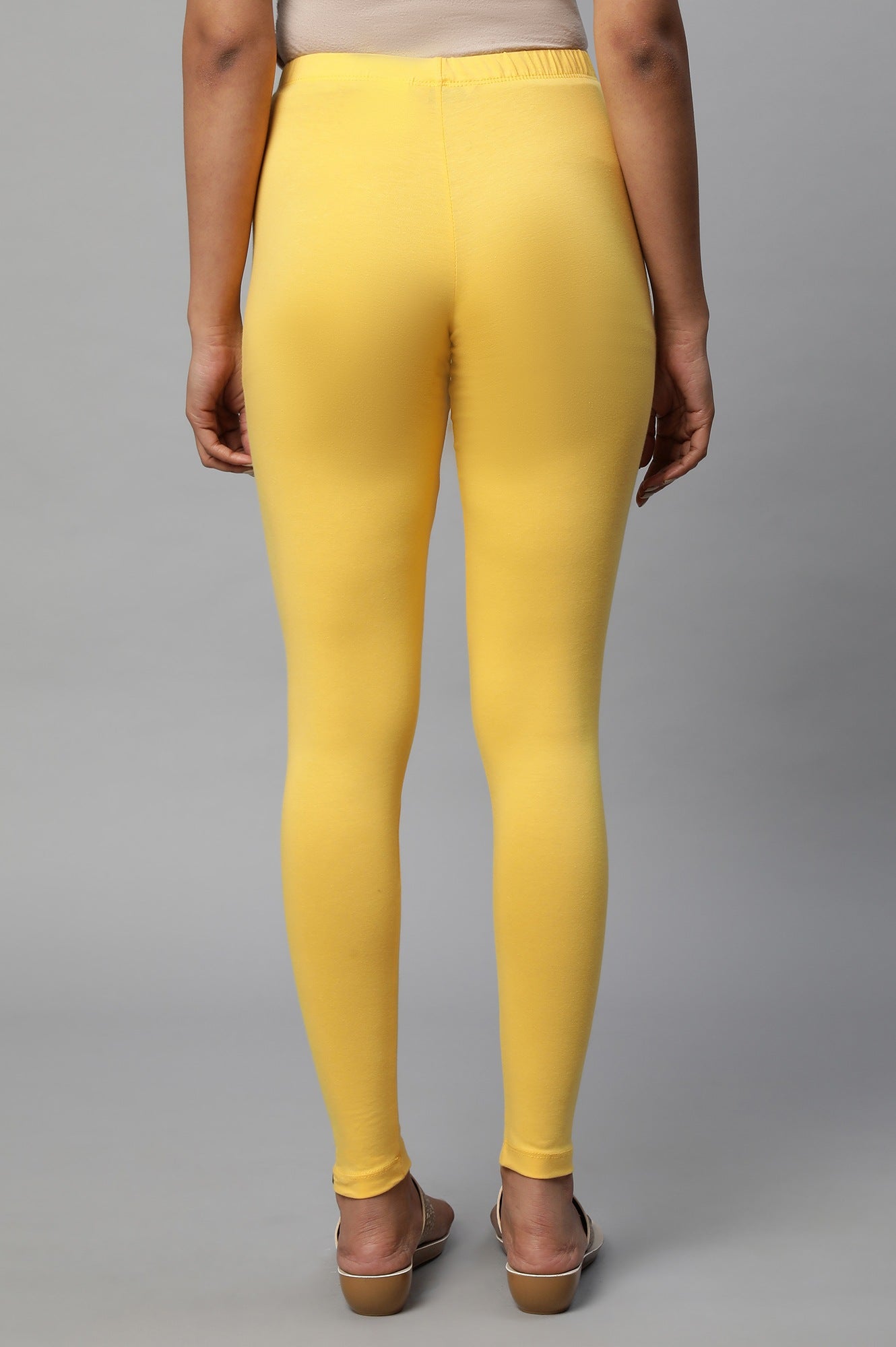 Yellow Cotton Lycra Tights