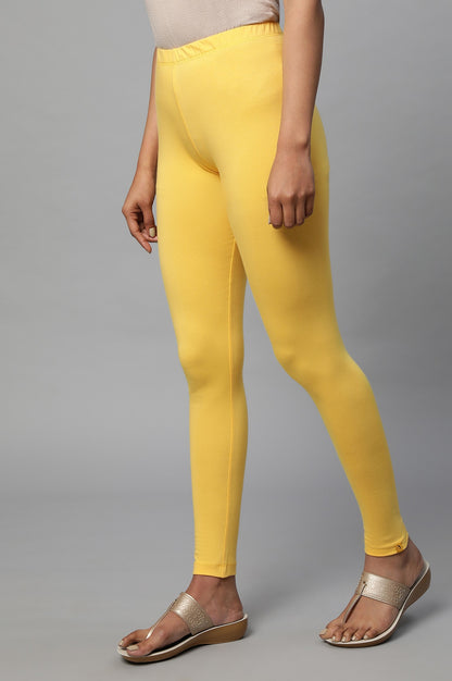 Yellow Cotton Lycra Tights