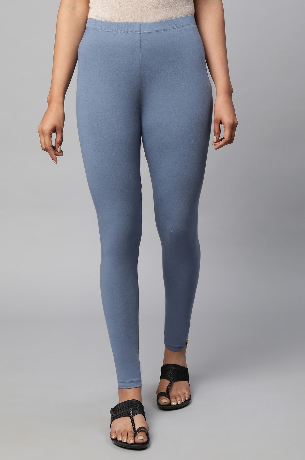 Grey Cotton Lycra Tights - XS