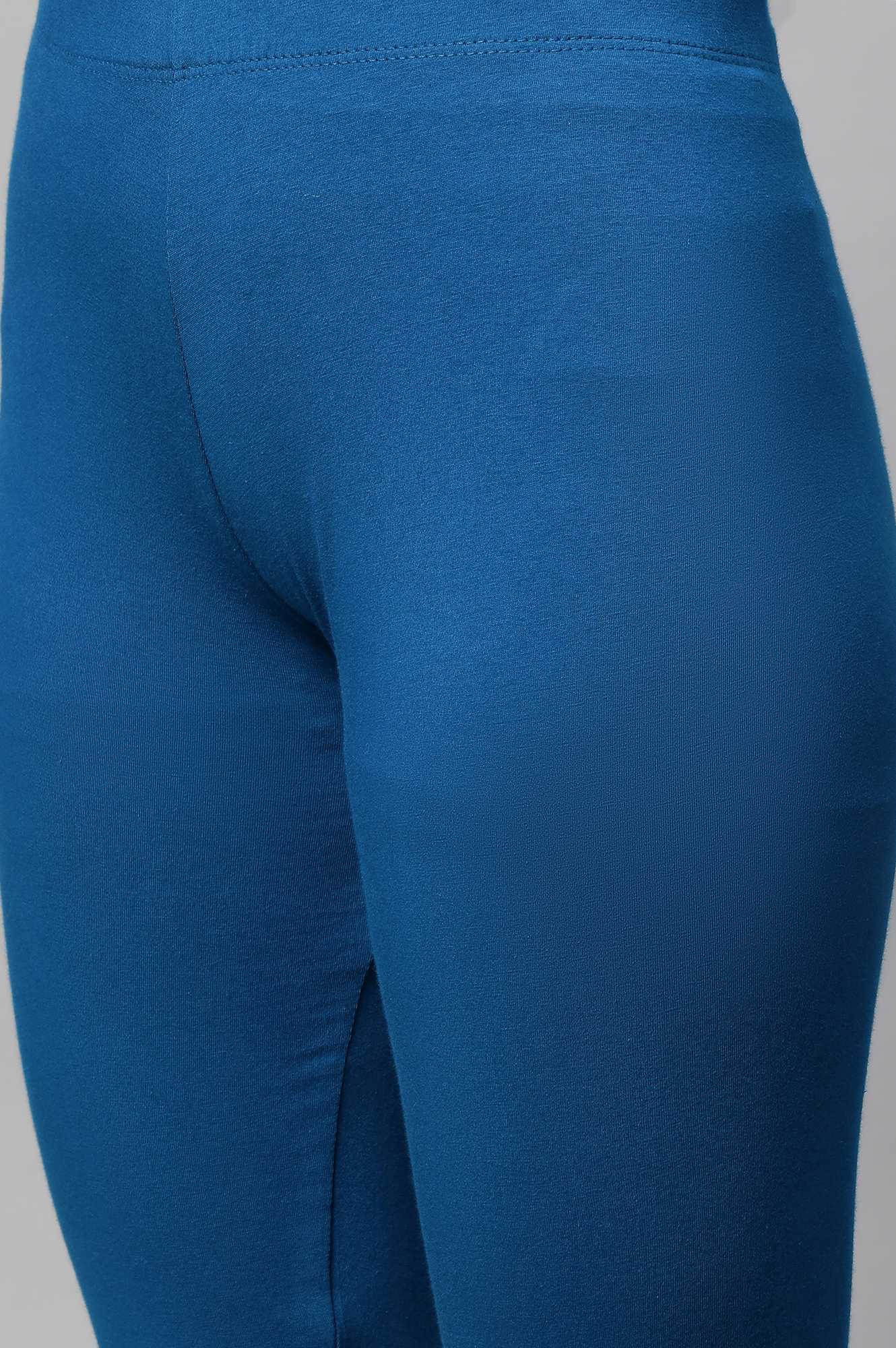 Blue Cotton Lycra Tights