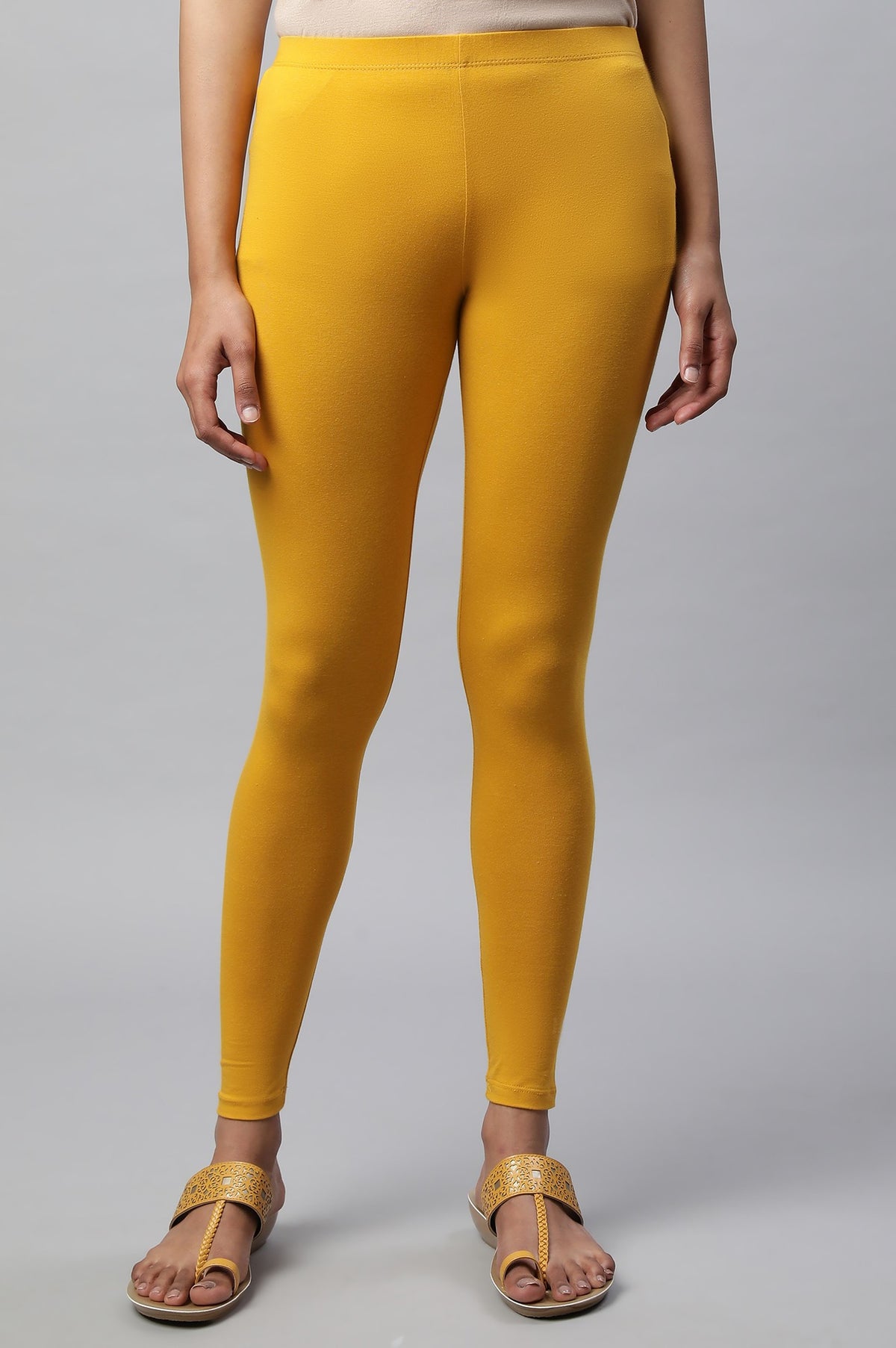 Yellow Cotton Lycra Tights - XS
