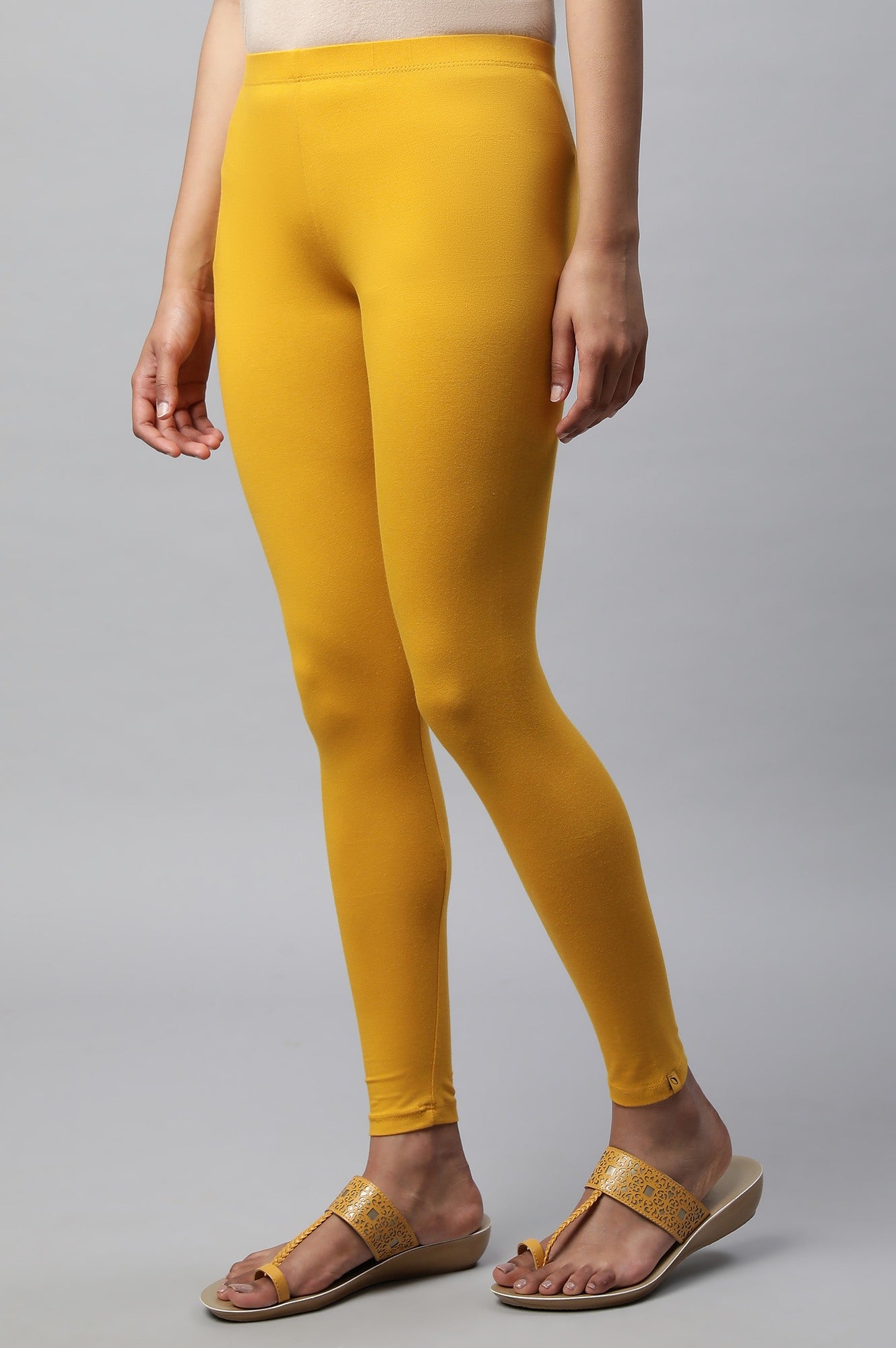 Yellow Cotton Lycra Tights