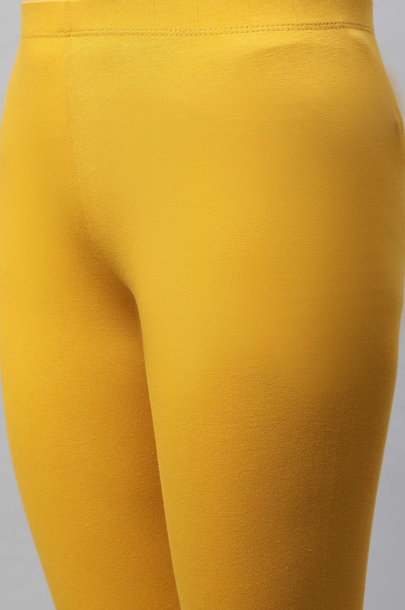 Yellow Cotton Lycra Tights