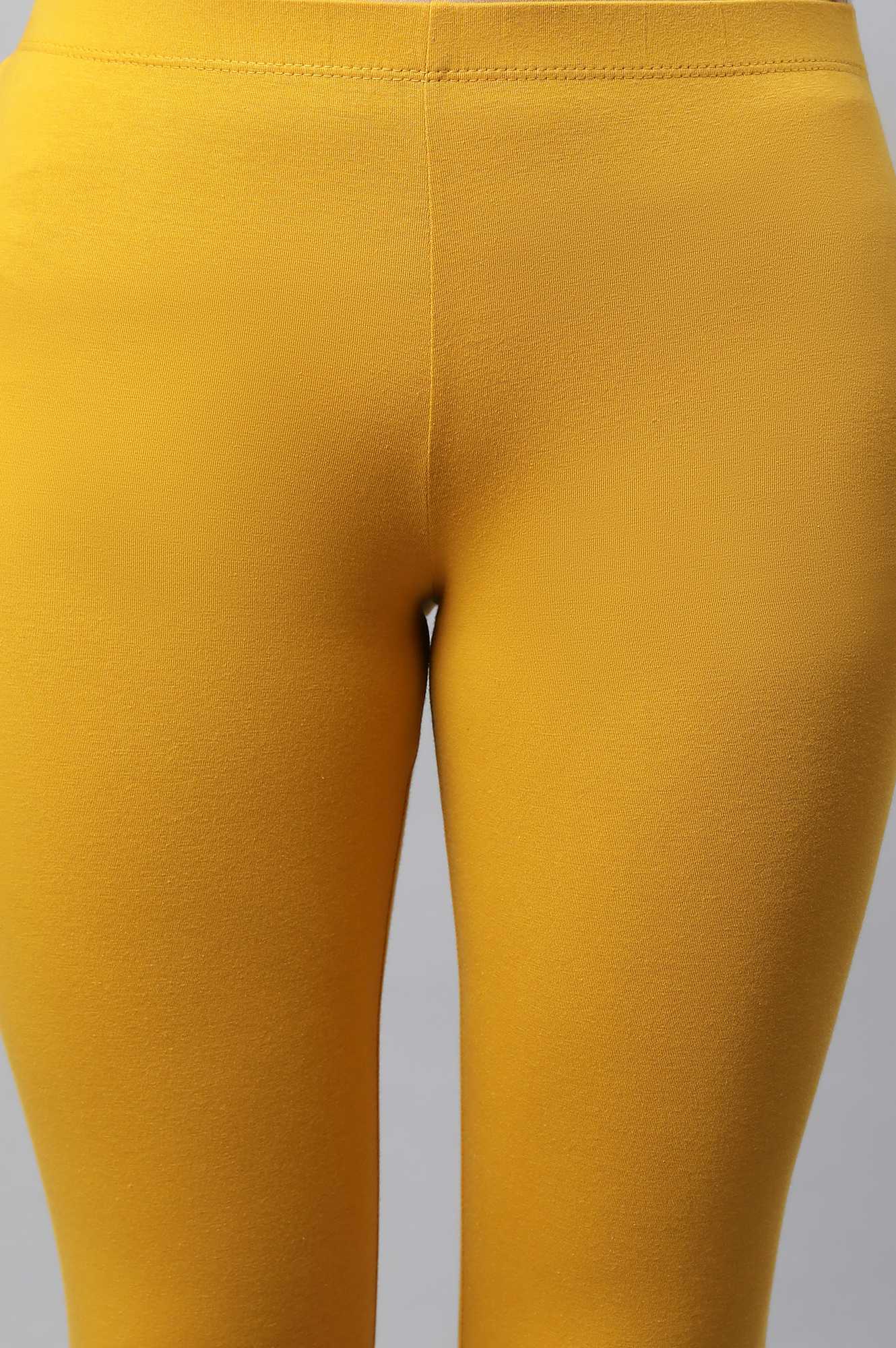 Yellow Cotton Lycra Tights