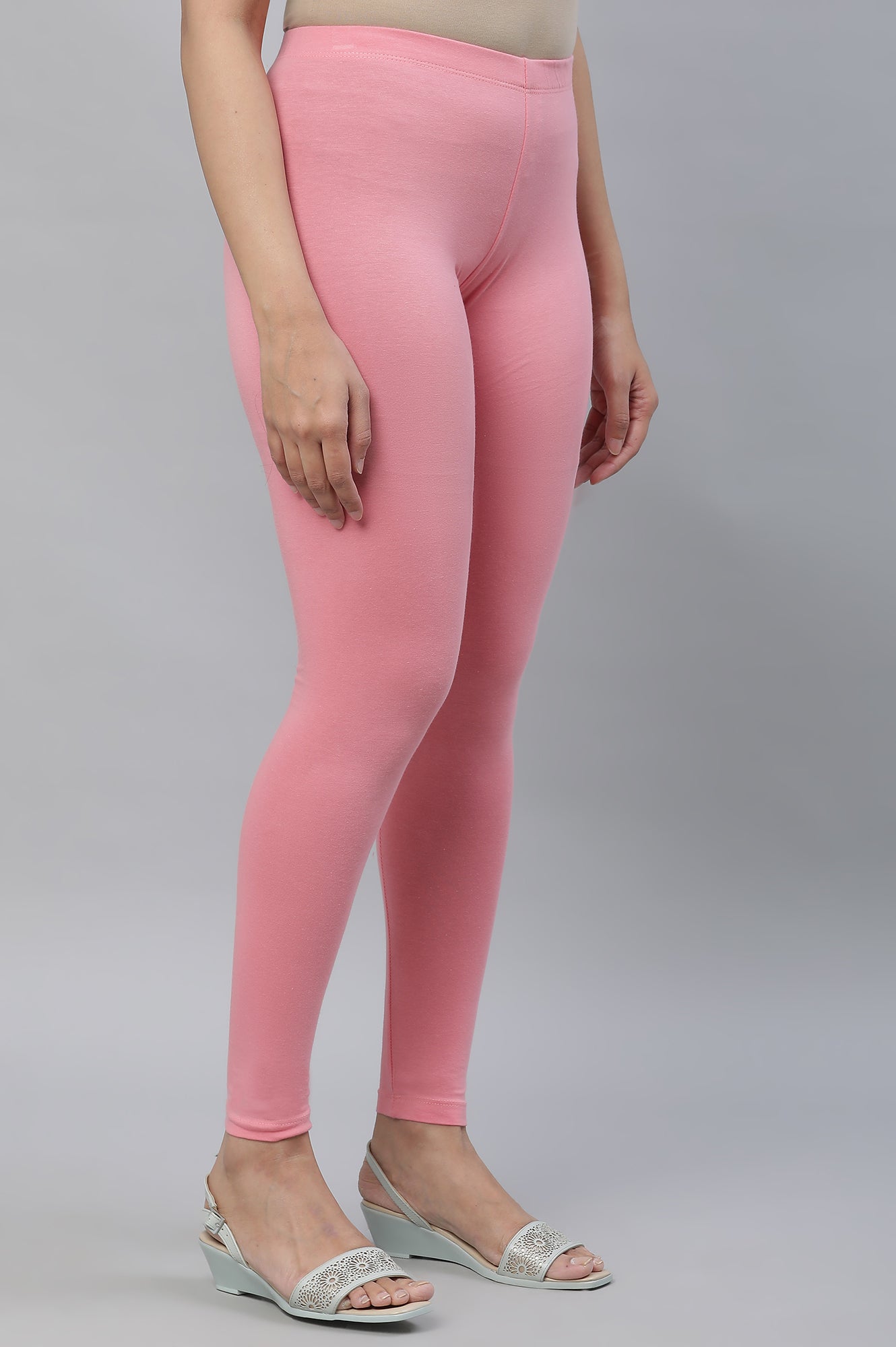 Pink Cotton Lycra Tights