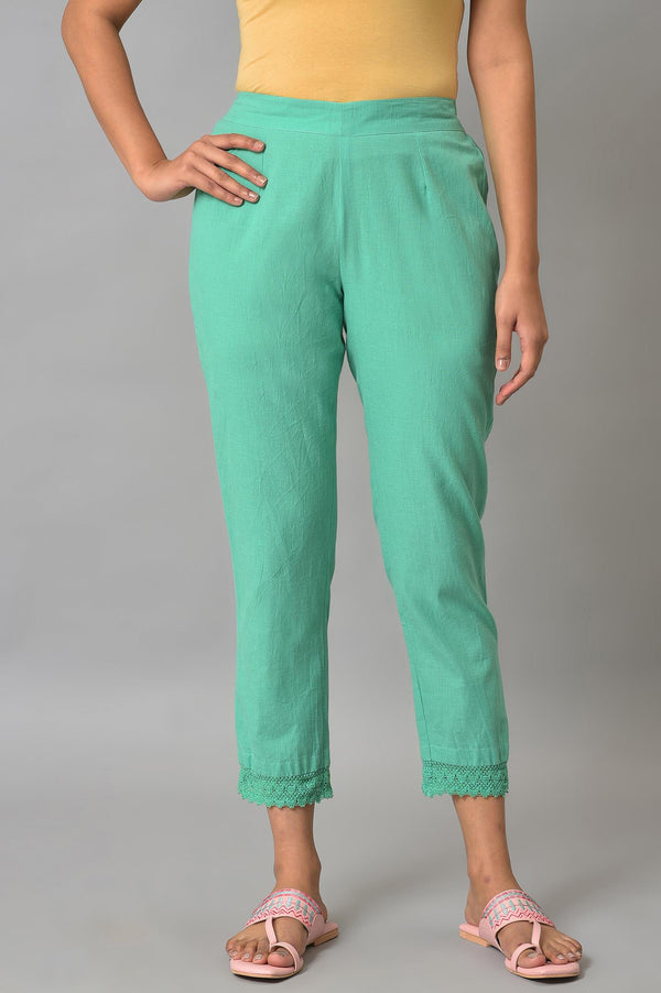 Green Straight Fit Plus Size Trouser Pants