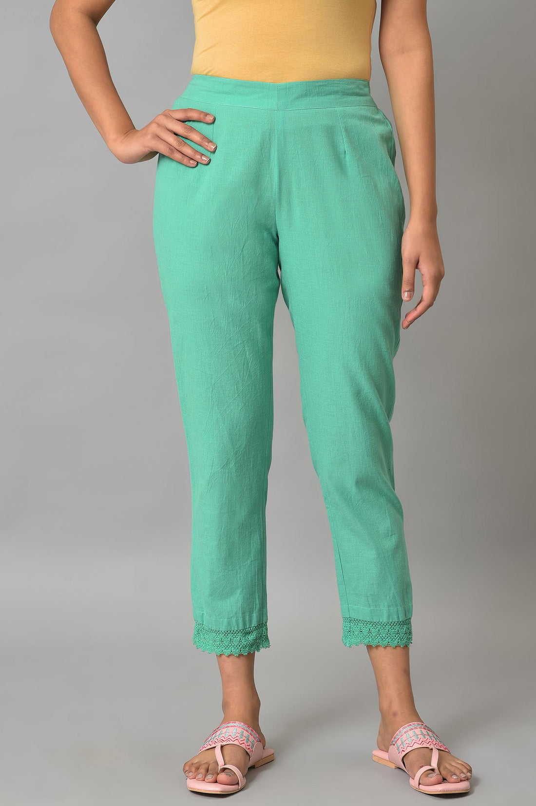 Green Straight Fit Trouser Pants