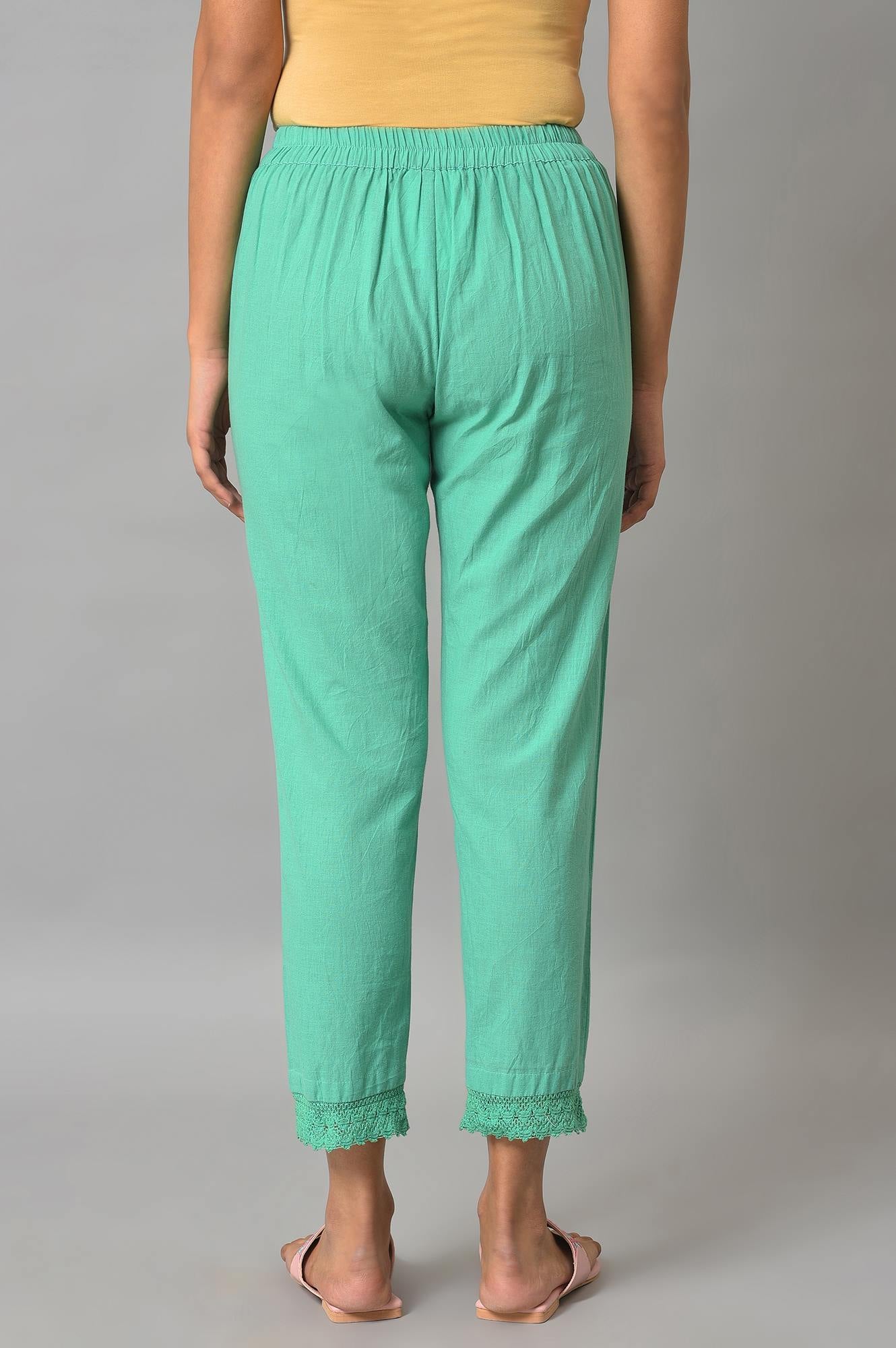 Green Straight Fit Plus Size Trouser Pants