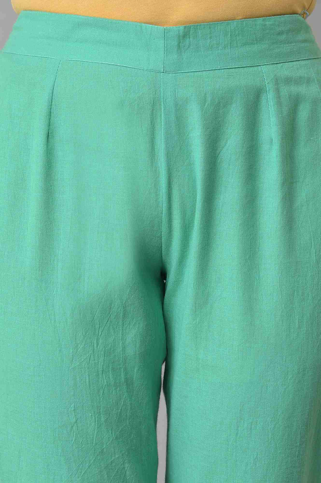 Green Straight Fit Plus Size Trouser Pants