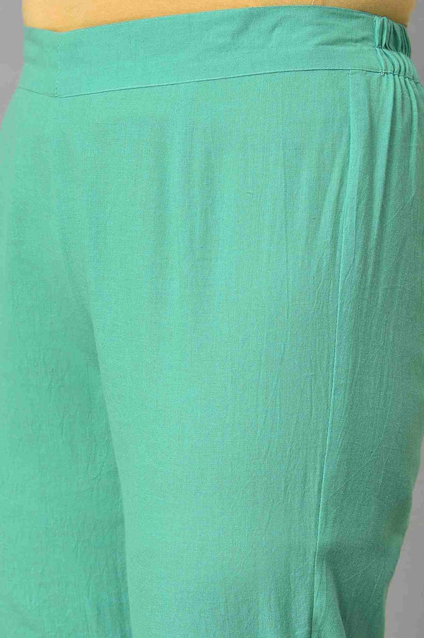 Green Straight Fit Plus Size Trouser Pants