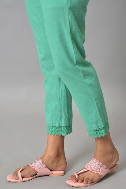 Green Straight Fit Plus Size Trouser Pants