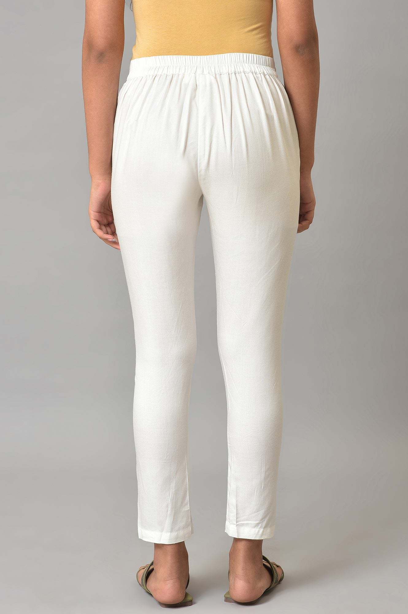 White Straight Fit Plus Size Trouser Pants