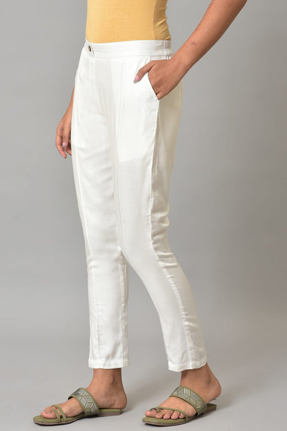 White Straight Fit Plus Size Trouser Pants