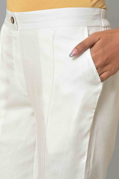 White Straight Fit Plus Size Trouser Pants