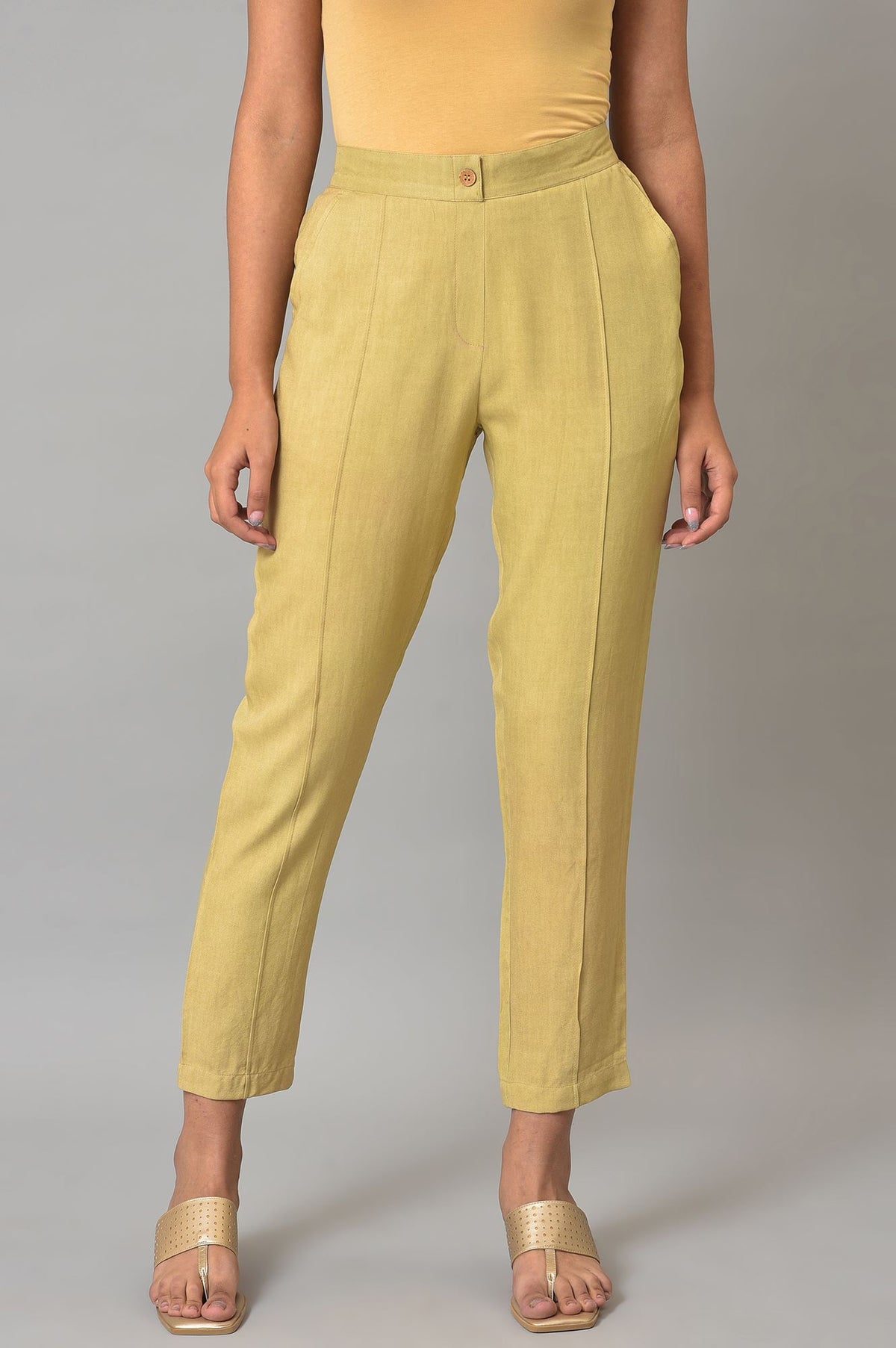 Beige Straight Fit Plus Size Trouser Pants - 3XL