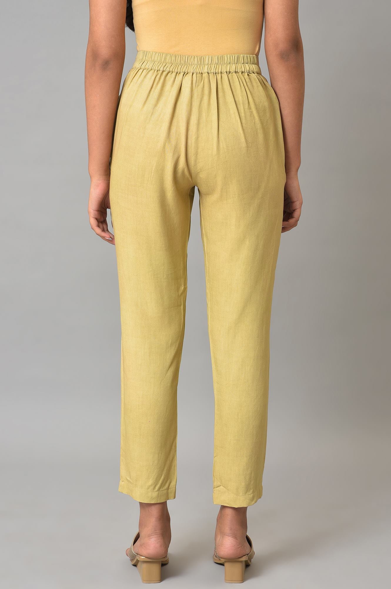 Beige Straight Fit Plus Size Trouser Pants