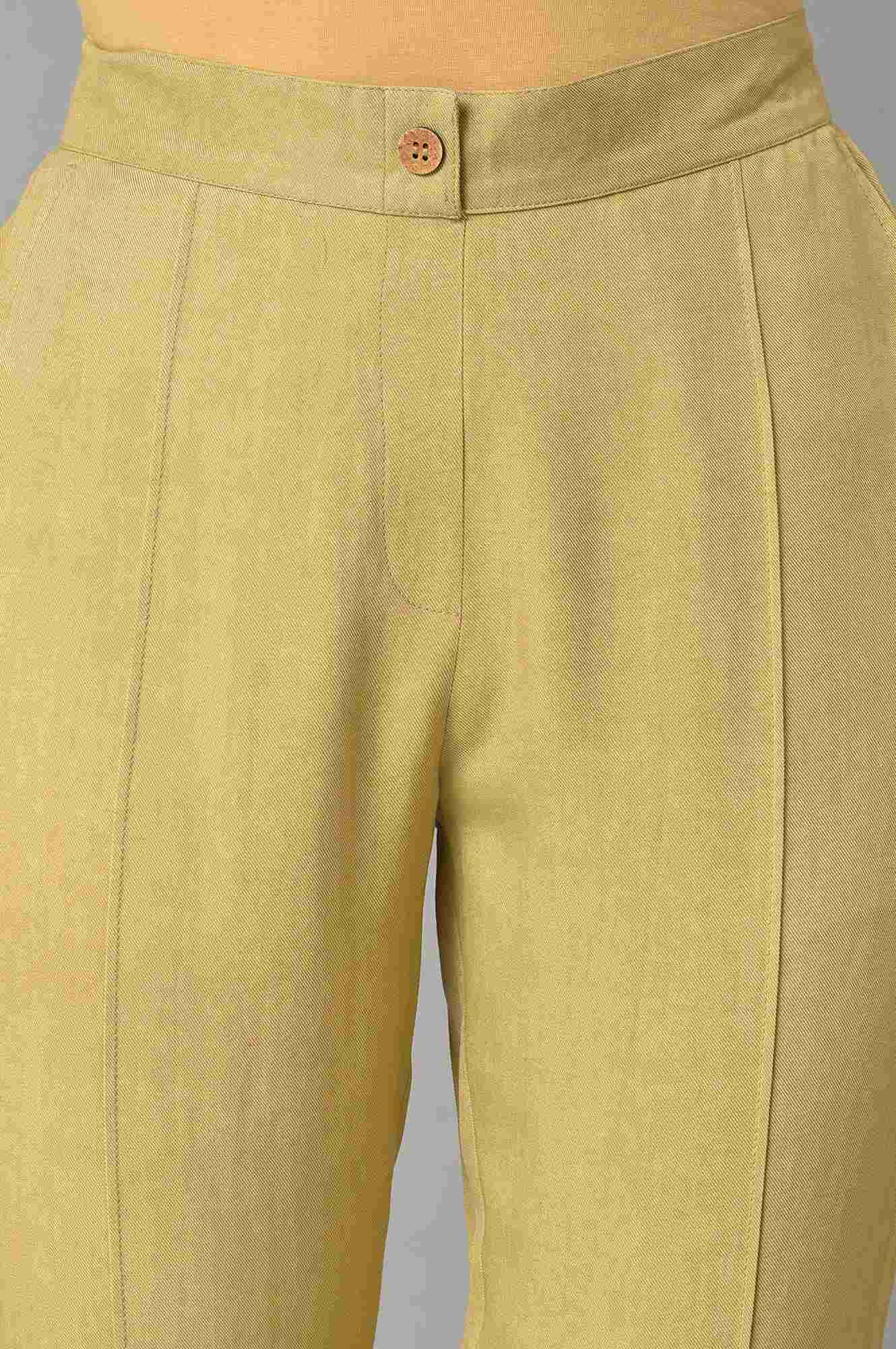 Beige Straight Fit Plus Size Trouser Pants