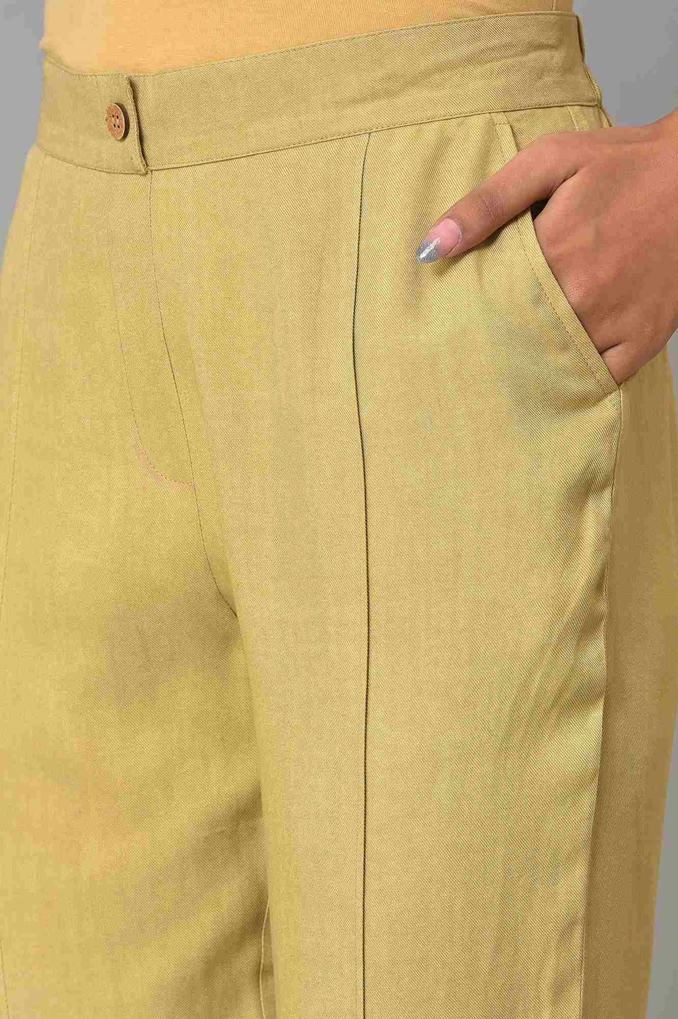 Beige Straight Fit Plus Size Trouser Pants