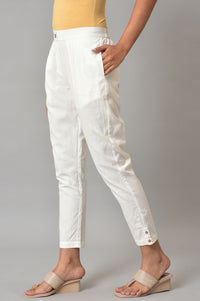 White Straight Fit Plus Size Trouser Pants