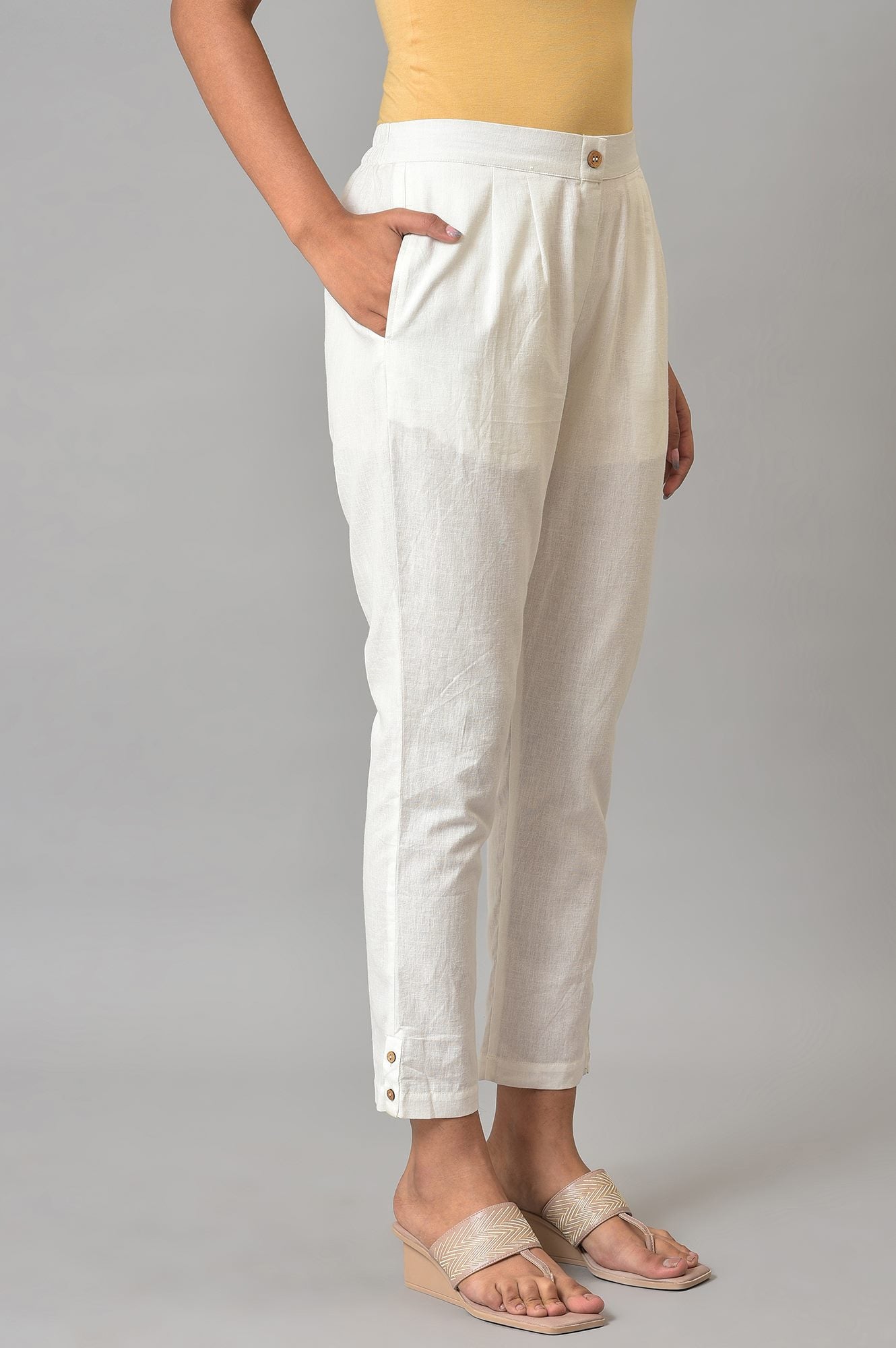 White Straight Fit Plus Size Trouser Pants