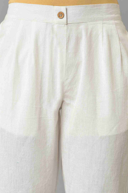 White Straight Fit Plus Size Trouser Pants