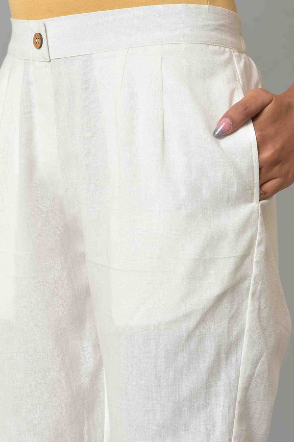 White Straight Fit Trouser Pants